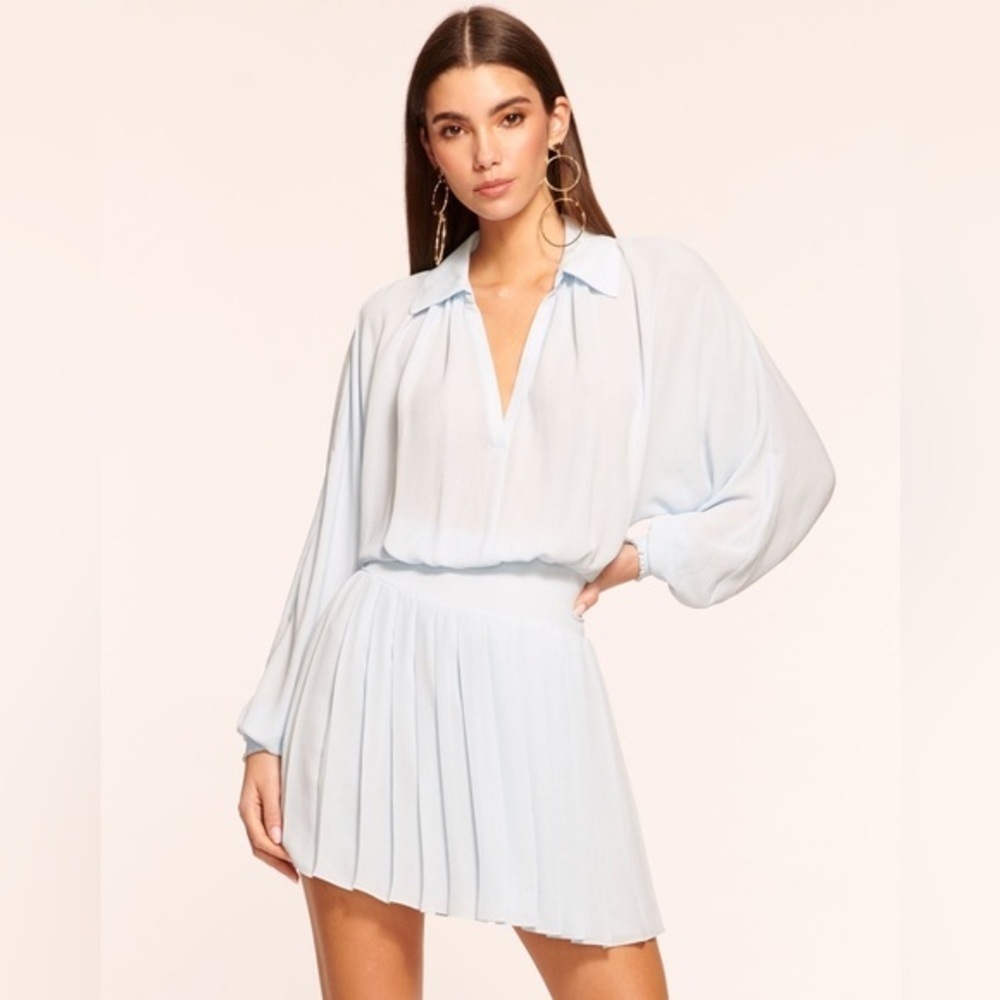 Ramy Brook Marina Long Sleeve Pleated Mini Dress Size S
